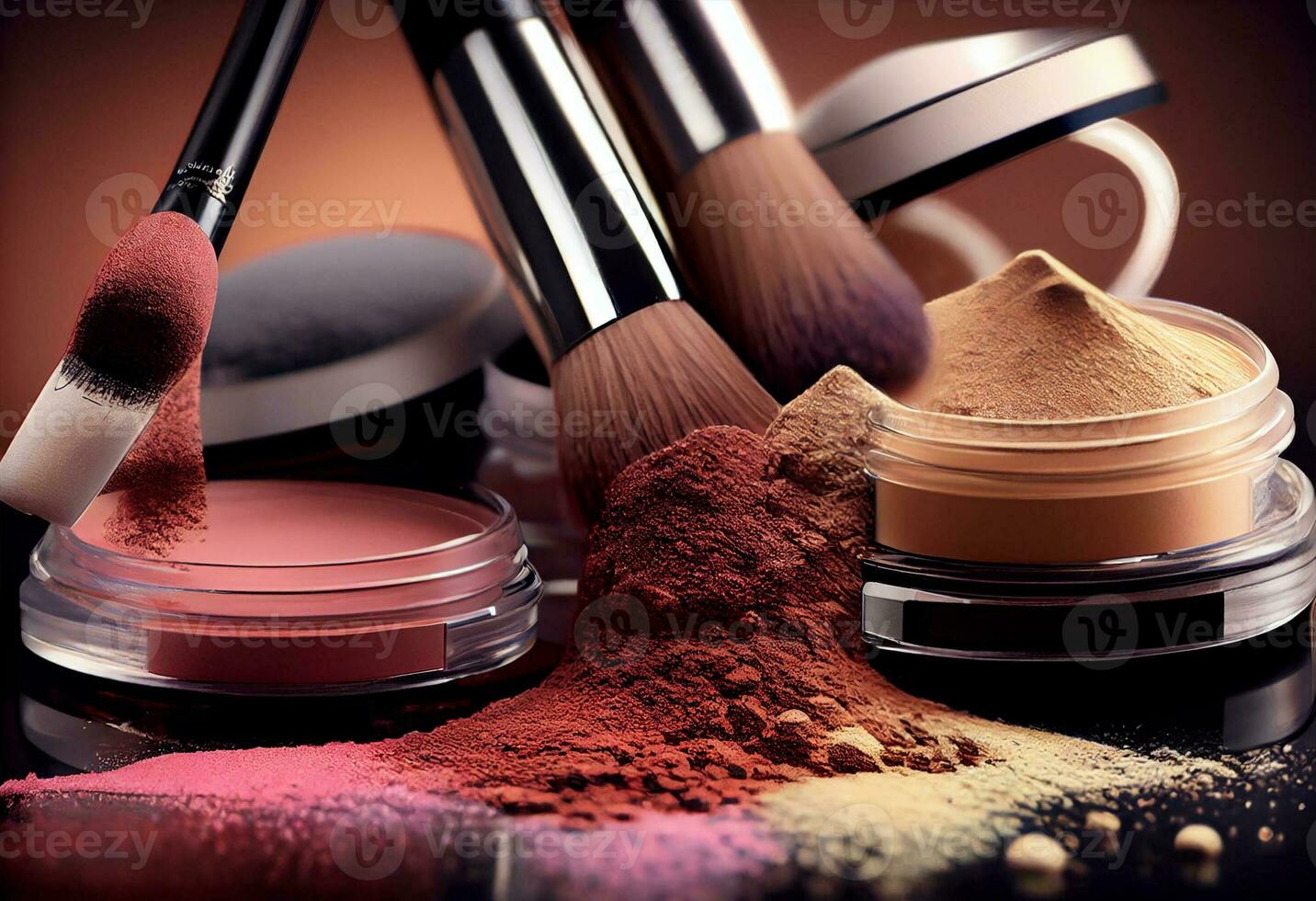 Close up make up products . Generate Ai. photo