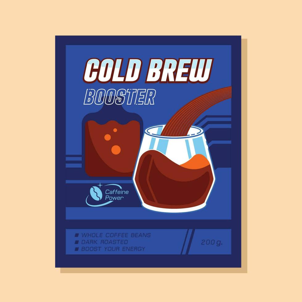 cold brew booster coffee label vector