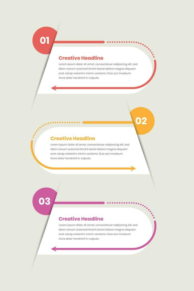 Business strategy or process presentation simple infographic layout design with abstract shadow cut effect vector