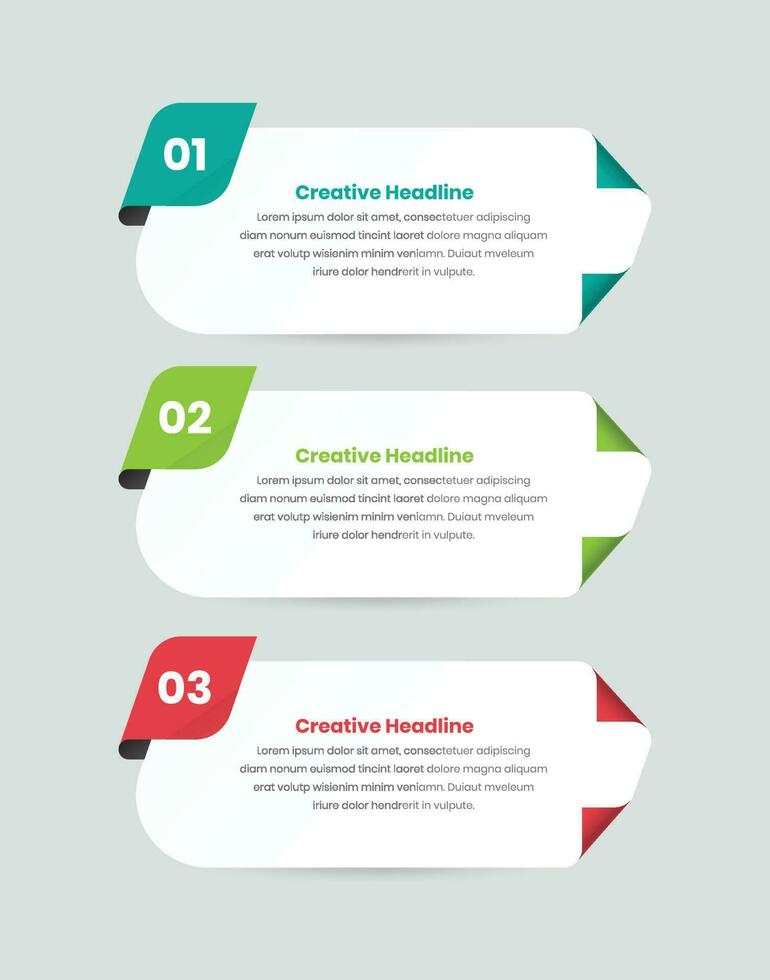 Simple and professional business strategy process presentation infographic layout with page curl effect vector