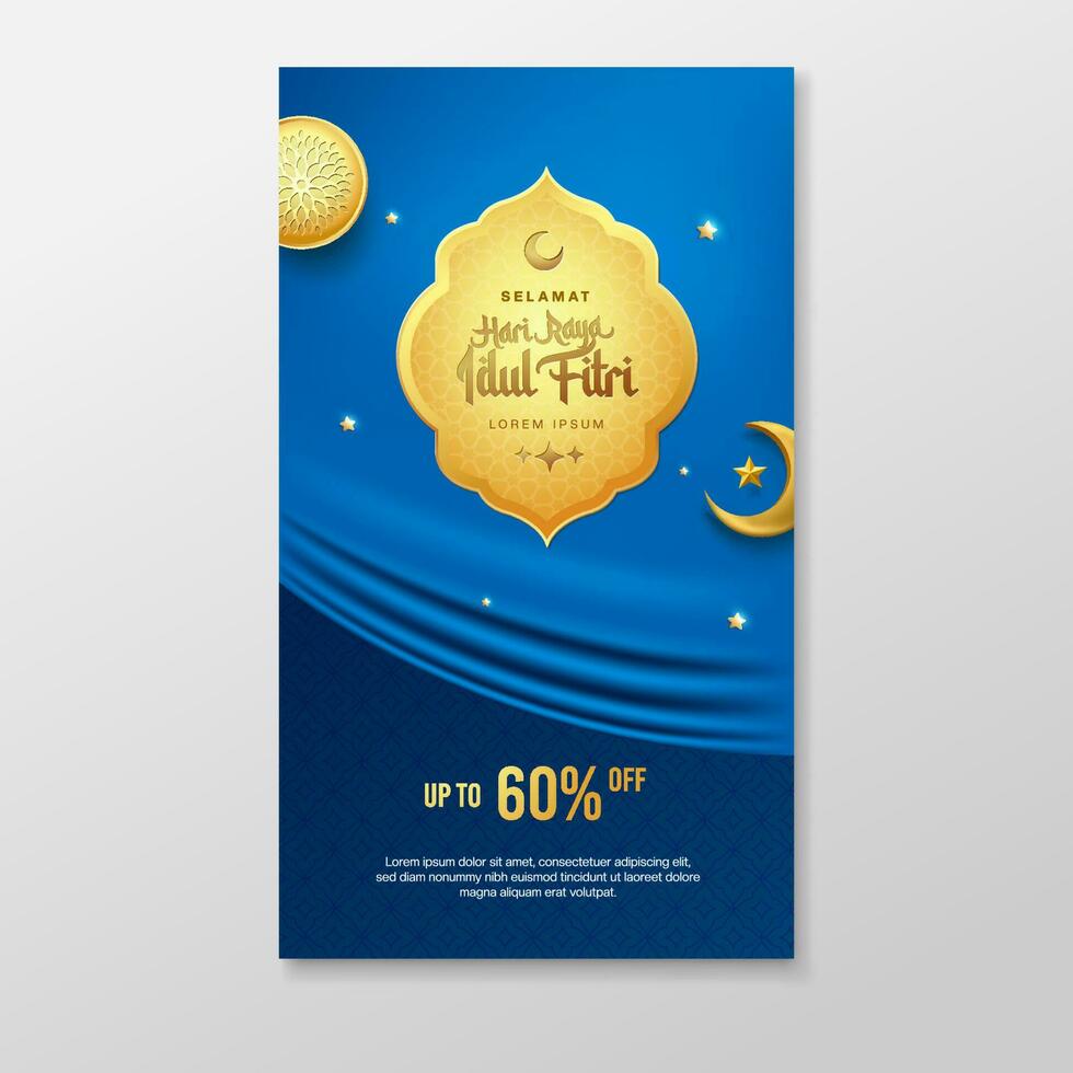 Islamic realistic holiday story post, suitable for Ramadan, Eid Fitri, Eid Adha and Maulid. vector