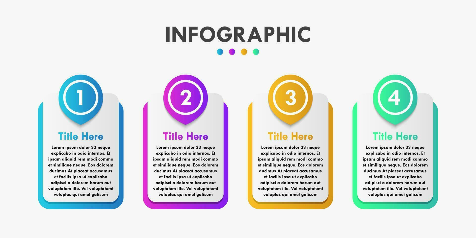 vistoso cuatro pasos infografía negocio presentación vector modelo