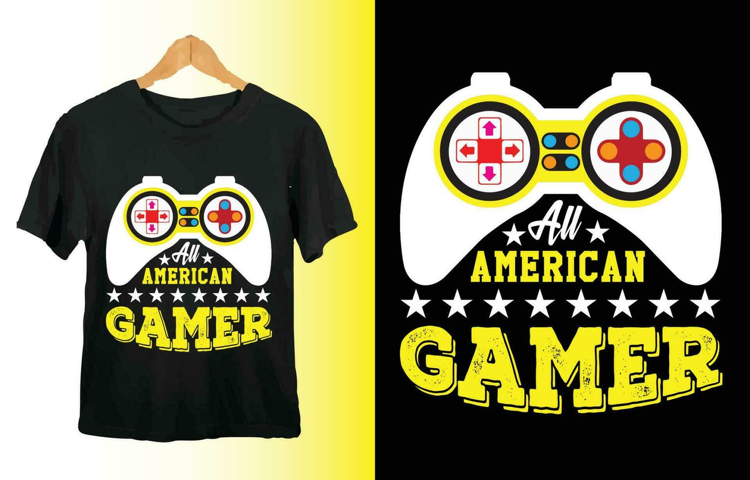 All American Gamer 4th of July unique design for t-shirt, cards, frame artwork, bags, mugs, stickers, tumblers, phone cases, print etc. vector