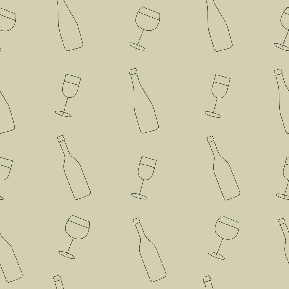 Pattern with wine glasses and bottle. Wine concept. Weekends and chill concept. vector
