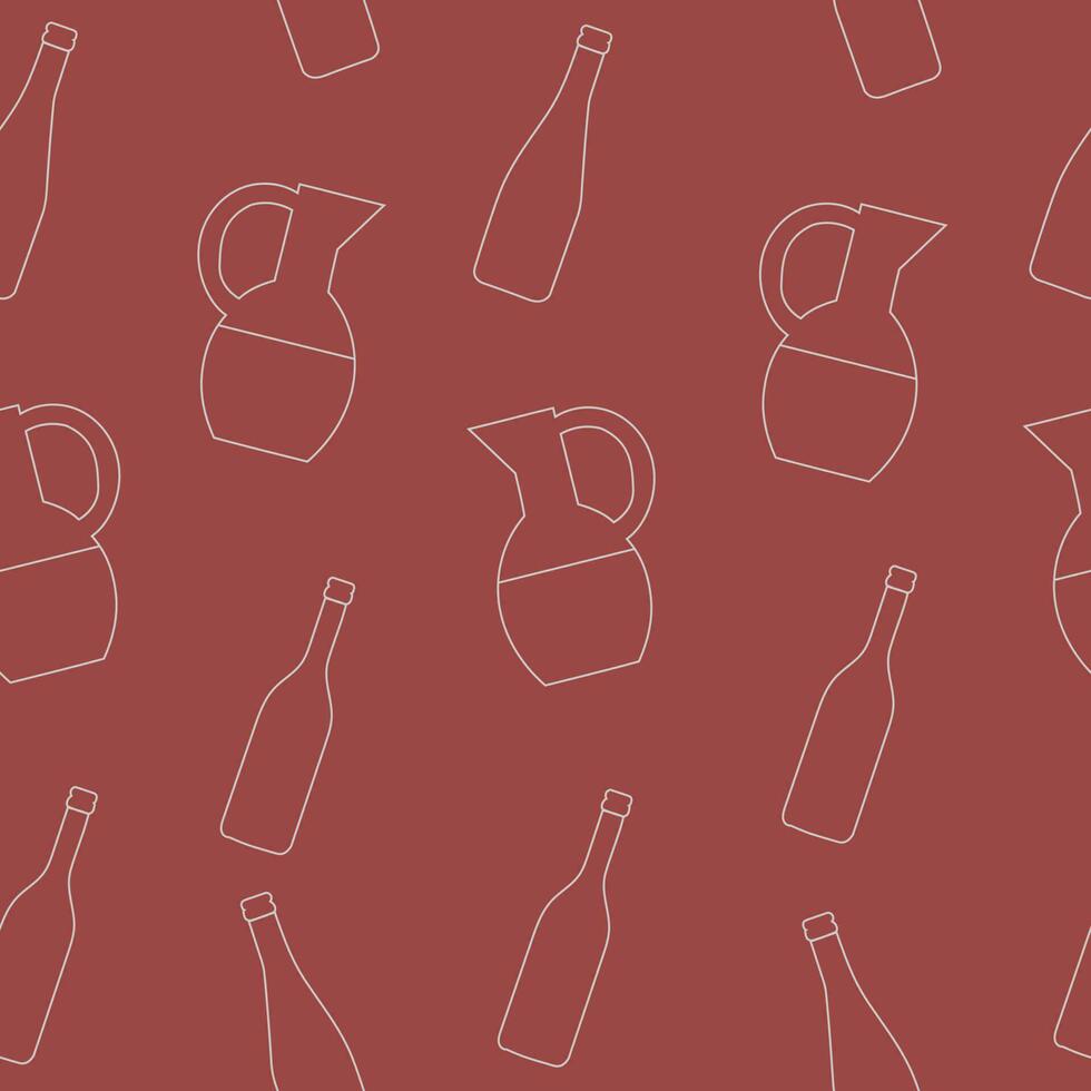 Pattern with wine glasses and bottle. Wine concept. Weekends and chill concept. vector