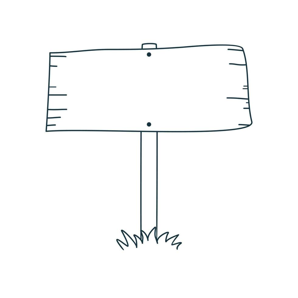Vector wooden information board road sign doodle