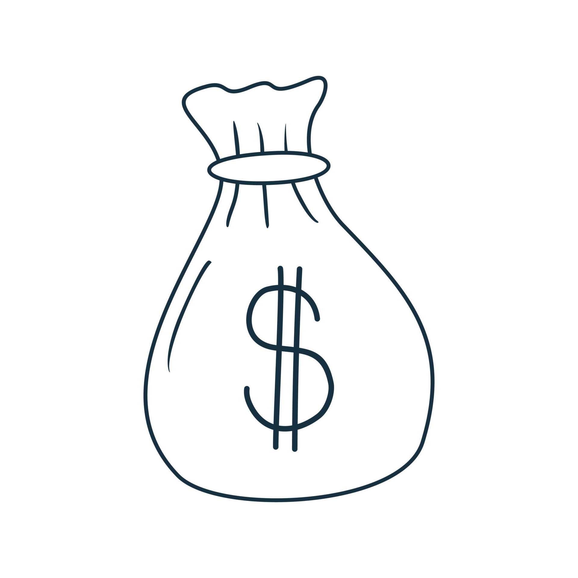 MONEY BAG OUTLINE ILLUSTRATION VECTOR Stock Vector