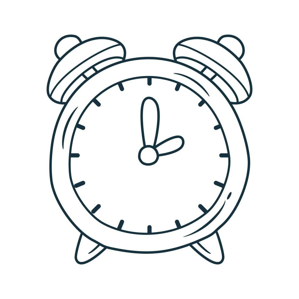 Vector doodle style retro alarm clock illustration