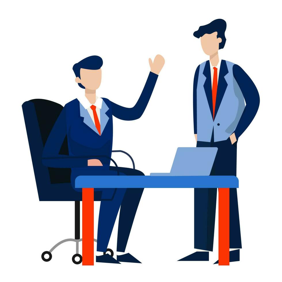 Businessman meeting with a colleague in the office. Vector illustration.