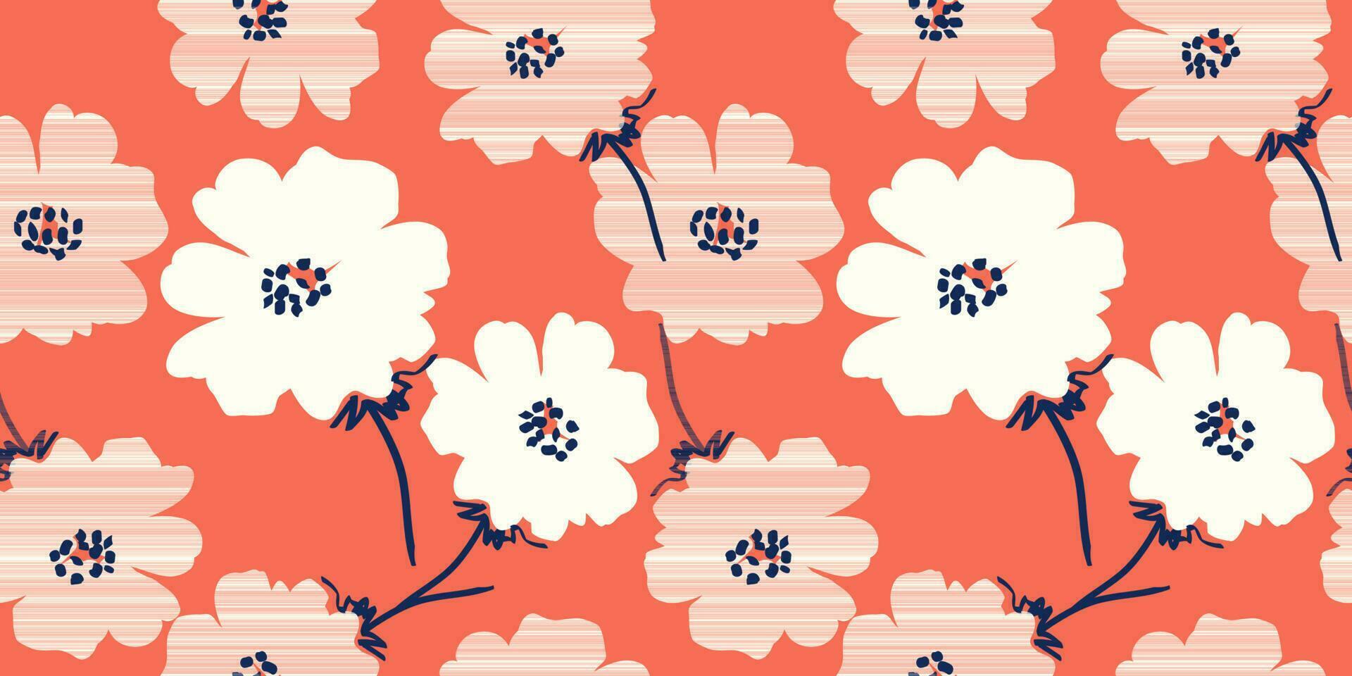 Hand drawn flowers, seamless patterns with floral for fabric, textiles, clothing, wrapping paper, cover, banner, interior decor, abstract backgrounds. vector