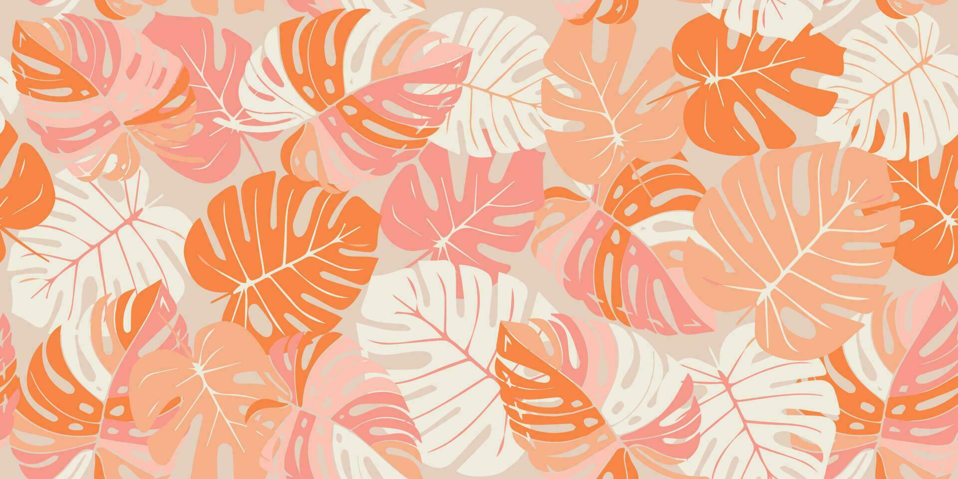Monstera leaf seamless pattern, hand drawn botanical, spring and Summer time, green style, natural ornaments for textile, fabric, wallpaper, background. vector