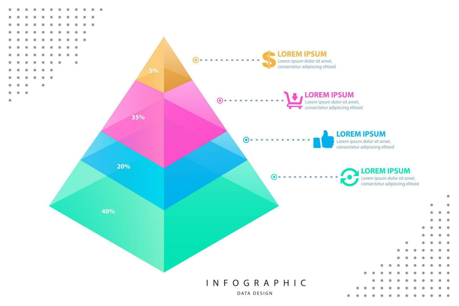 Infographic elements data visualization vector design template. parts or processes. workflow layout, diagram. Business concept presentation, glowing gradient 3d chart, graph, illustration.