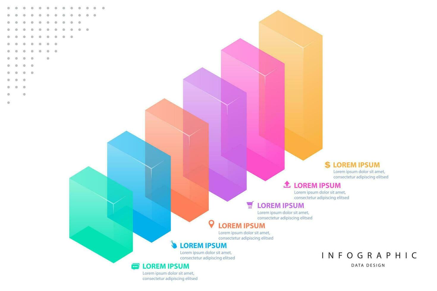 Infographic elements data visualization vector design template. parts or processes. workflow layout, diagram. Business concept presentation, glowing gradient 3d chart, graph, illustration.