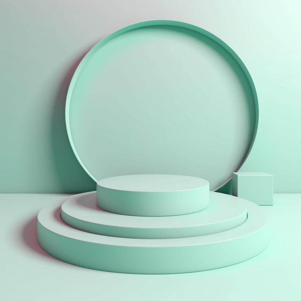 Empty circle mint pastel color podium photo