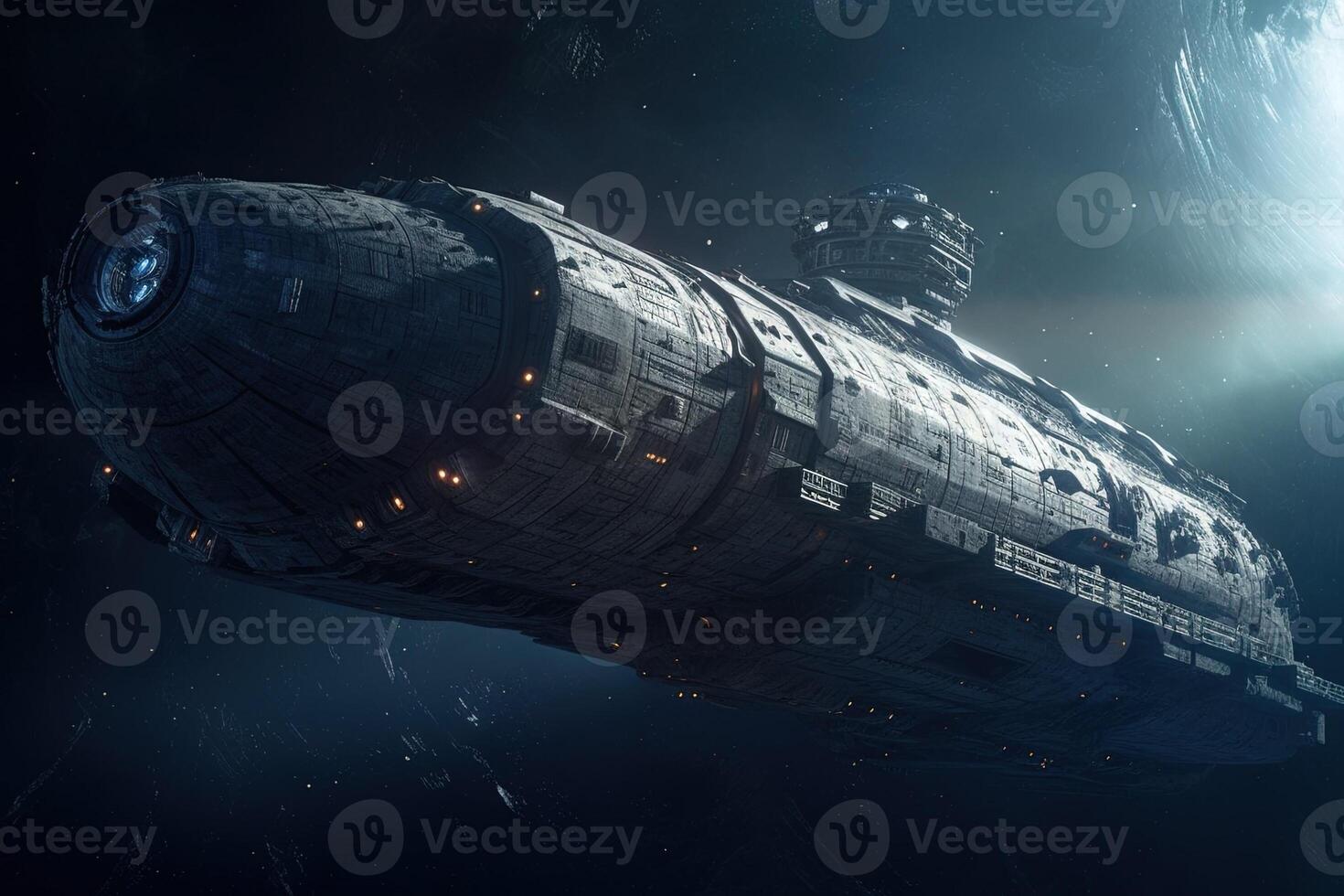 abandoned spaceship floating in space illustration photo