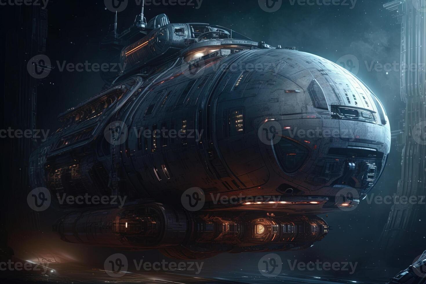 abandoned spaceship floating in space illustration photo