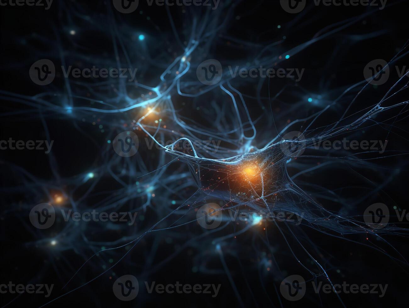 Shimmering Neuron Network Deep Within the Brain photo