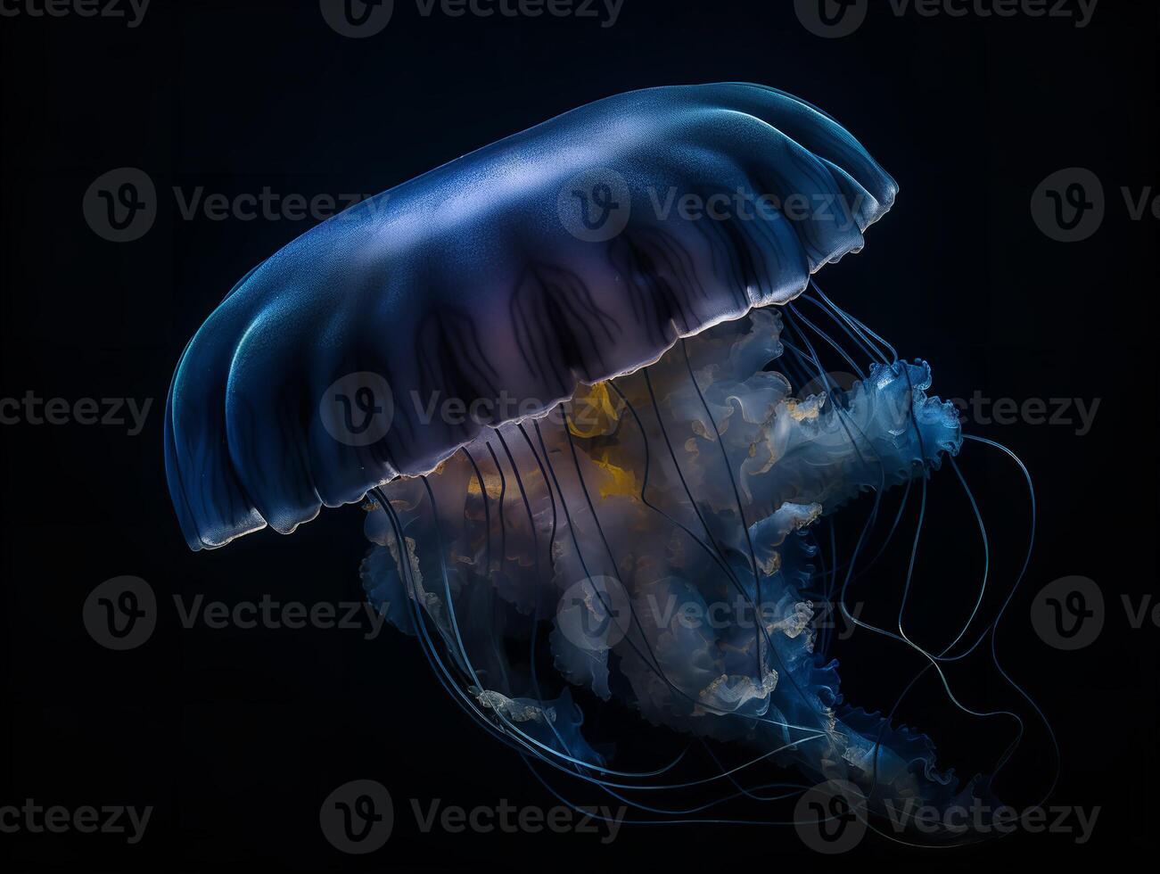 The Silent Dance of the Jellyfish in Deep Blue photo