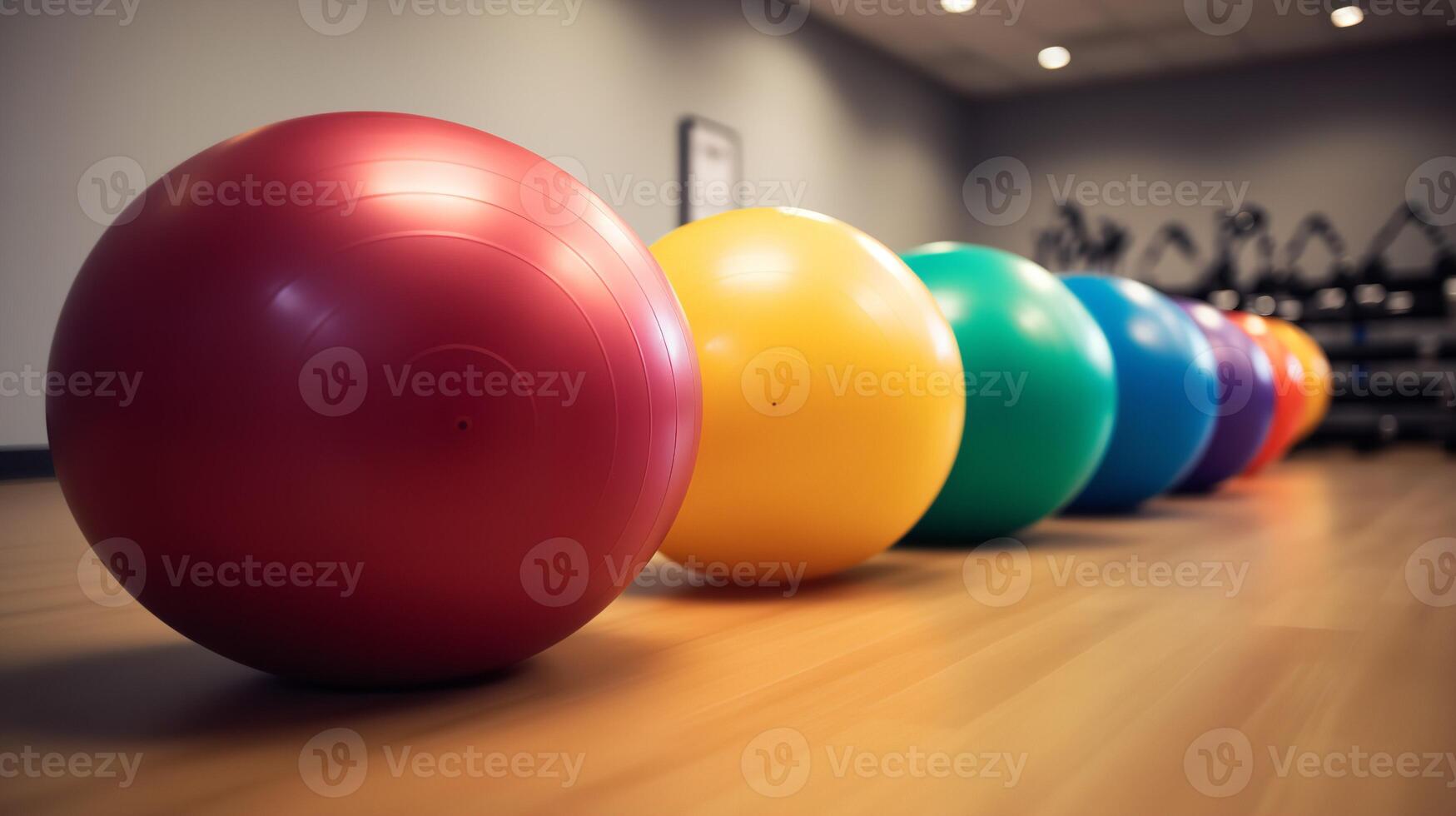 Row of Exercise Balls in a Gym Setting photo