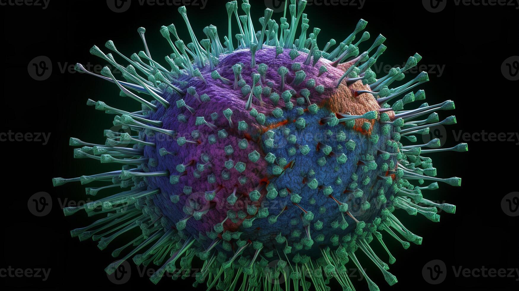 Illustration of a Virus Particle Under an Electron Microscope photo