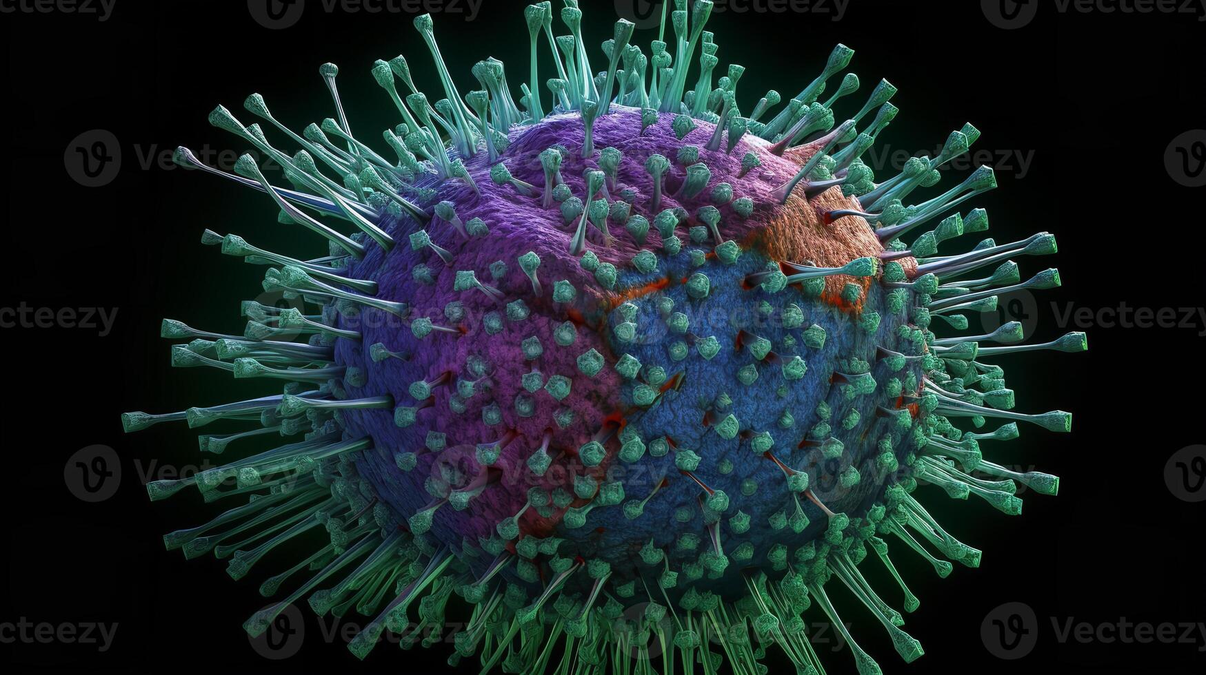 ilustración de un virus partícula debajo un electrón microscopio foto