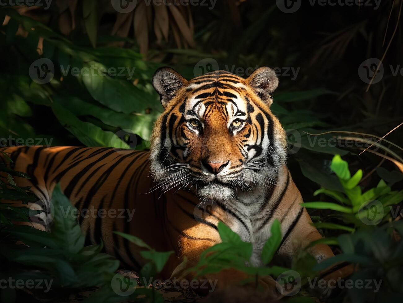 The Regal Posture of the Bengal Tiger in Jungle photo