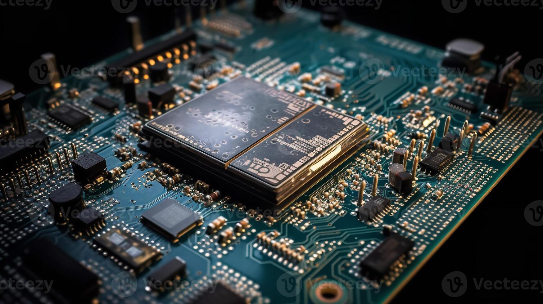 AI Chipset and Circuitry Under Magnification photo