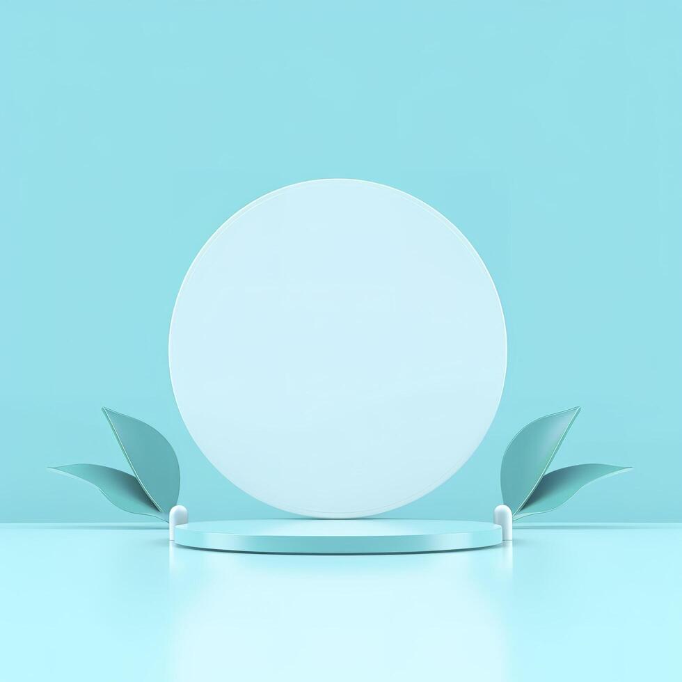 Minimal background. podium and blue background for product presentation. 3d rendering illustration. Luxury podium for product presentation 3d render, generate ai photo