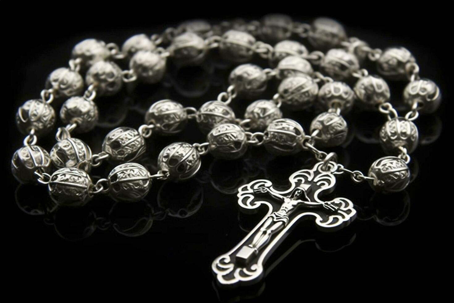Handmade Traditional maple hard Wooden Catholic Rosary Prayer Beads Virgin Mary saint Benedict Jesus crucifix, generate ai photo