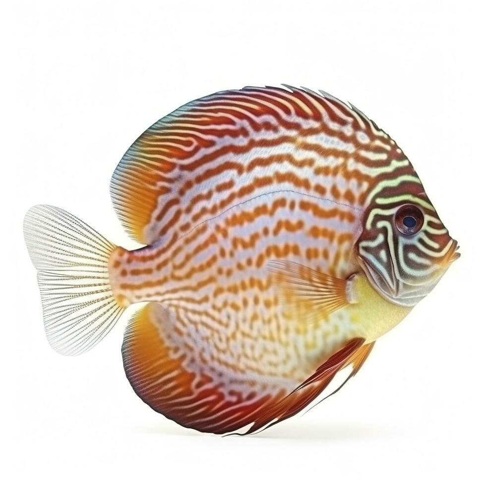 Discus fish isolated on white background, generate ai photo