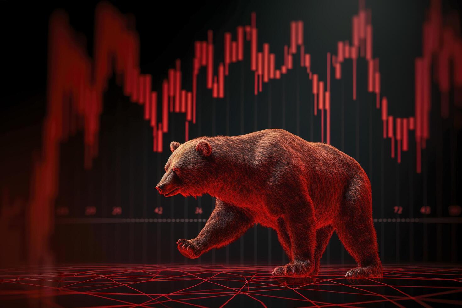 valores oso mercado rojo hacia abajo tendencia cartas en el inversión comercio pesimista Expectativas, generativo ai. foto