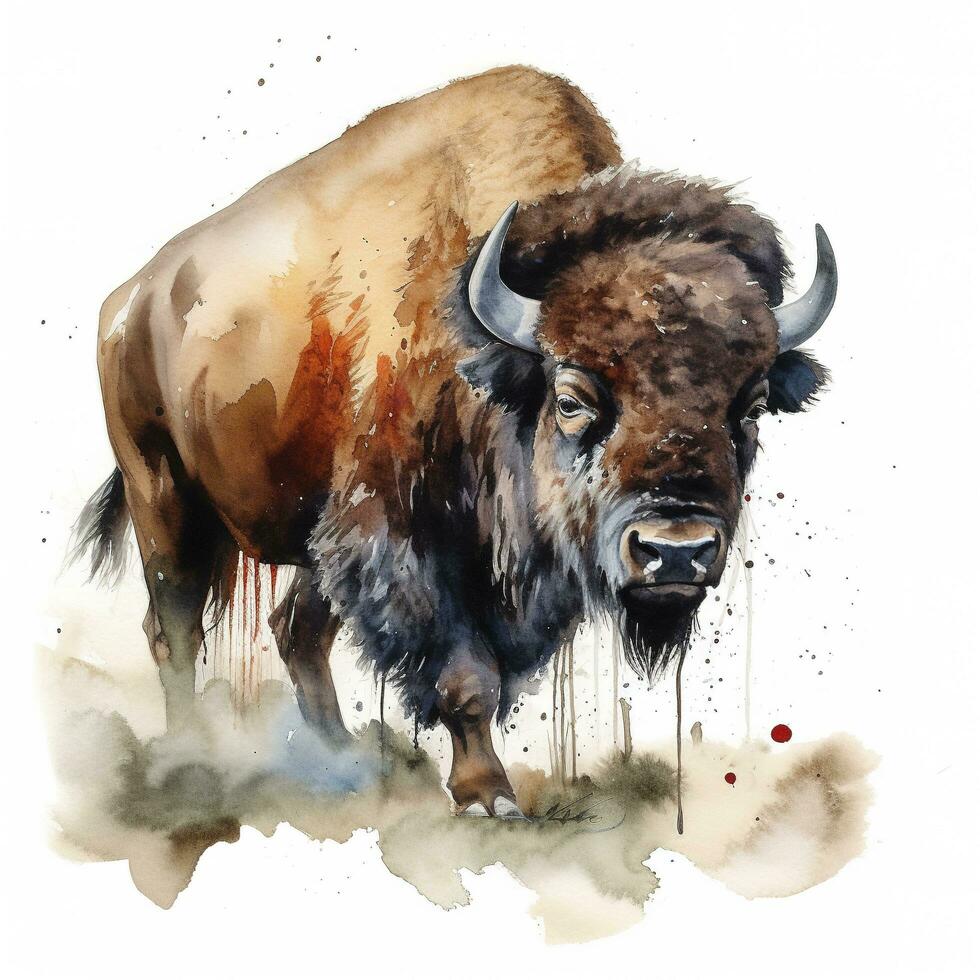 Bison double exposure illustration, generate ai photo