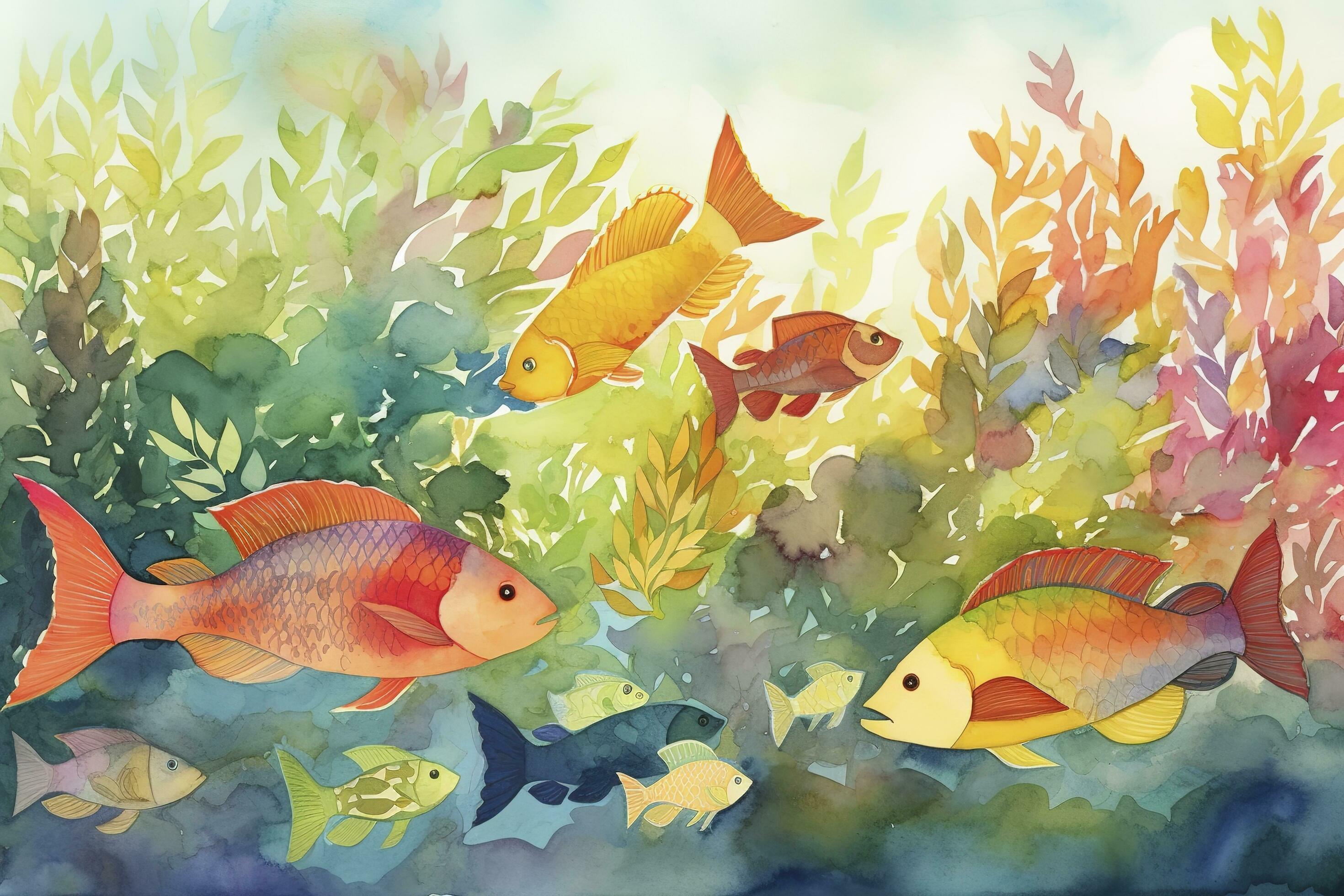 cute-tropical-fish-watercolor-hand-drawn-illustration-generate-ai