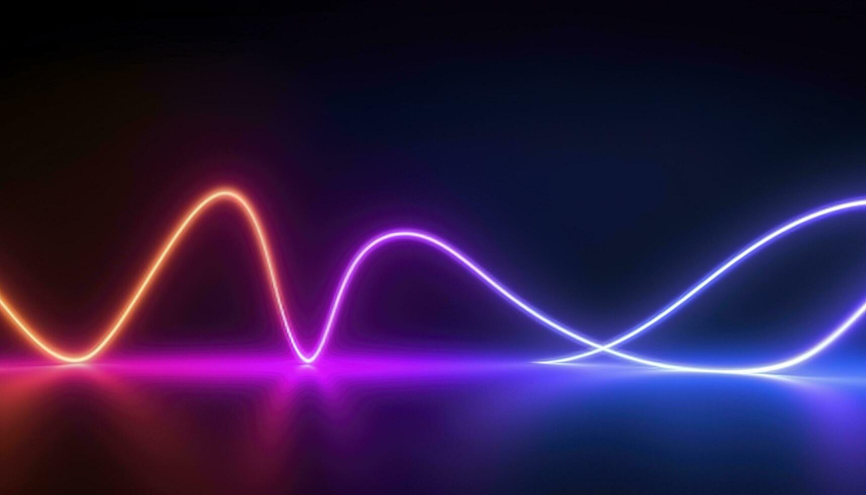 3d rendering, the abstract background of colorful neon wavy lines glowing in the dark. Modern simple wallpaper, generates ai photo