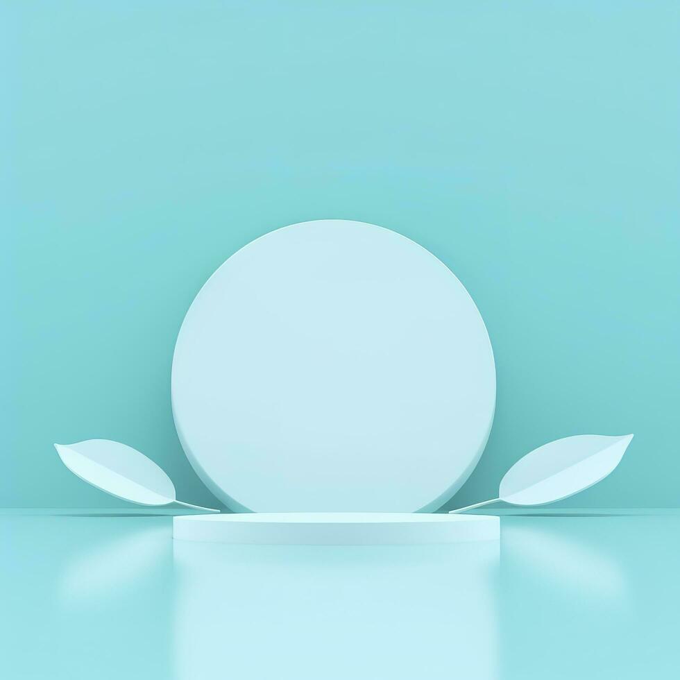 Minimal background. podium and blue background for product presentation. 3d rendering illustration. Luxury podium for product presentation 3d render, generate ai photo