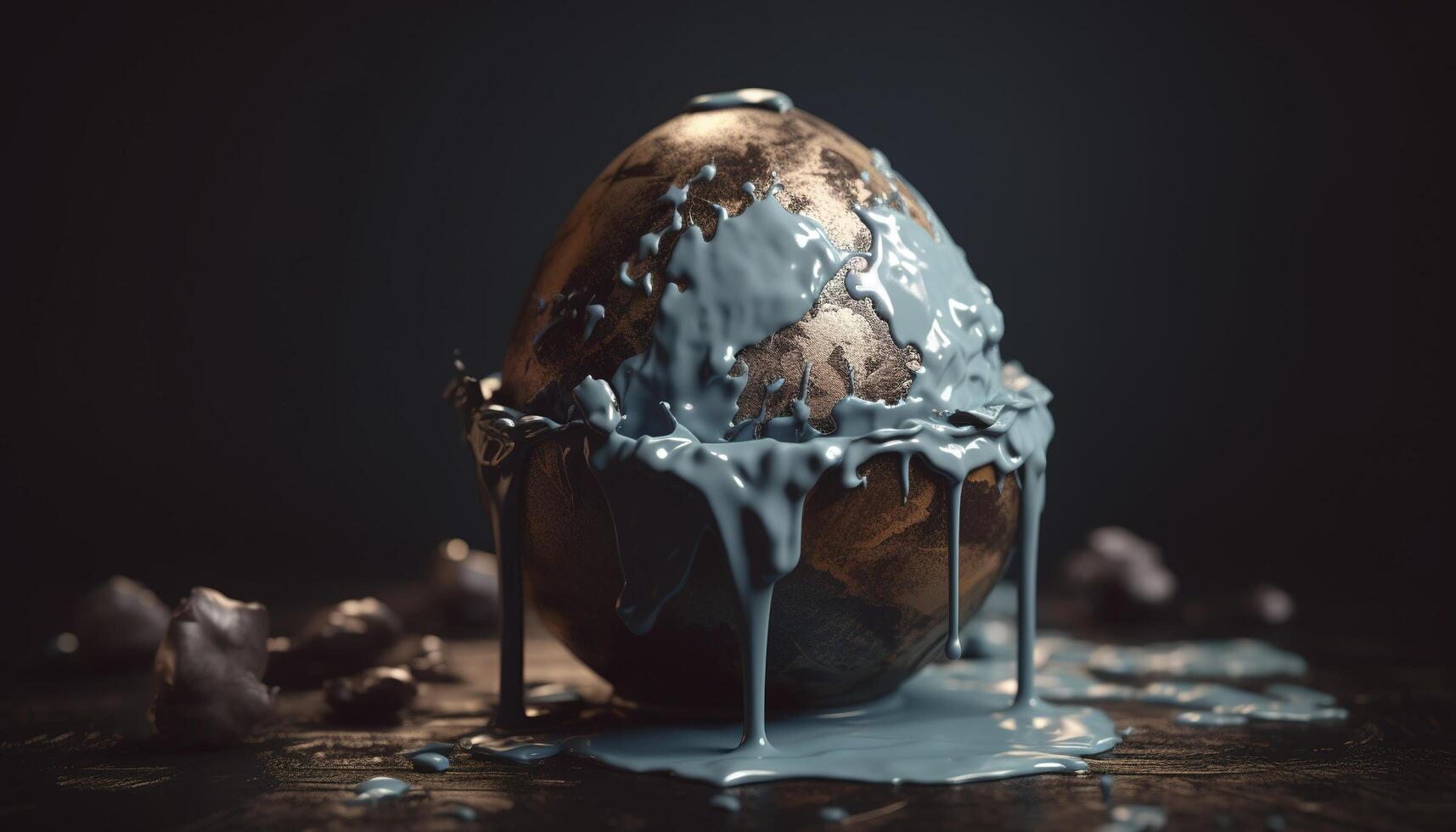 Earth melting by global warming or climate change problem, photo