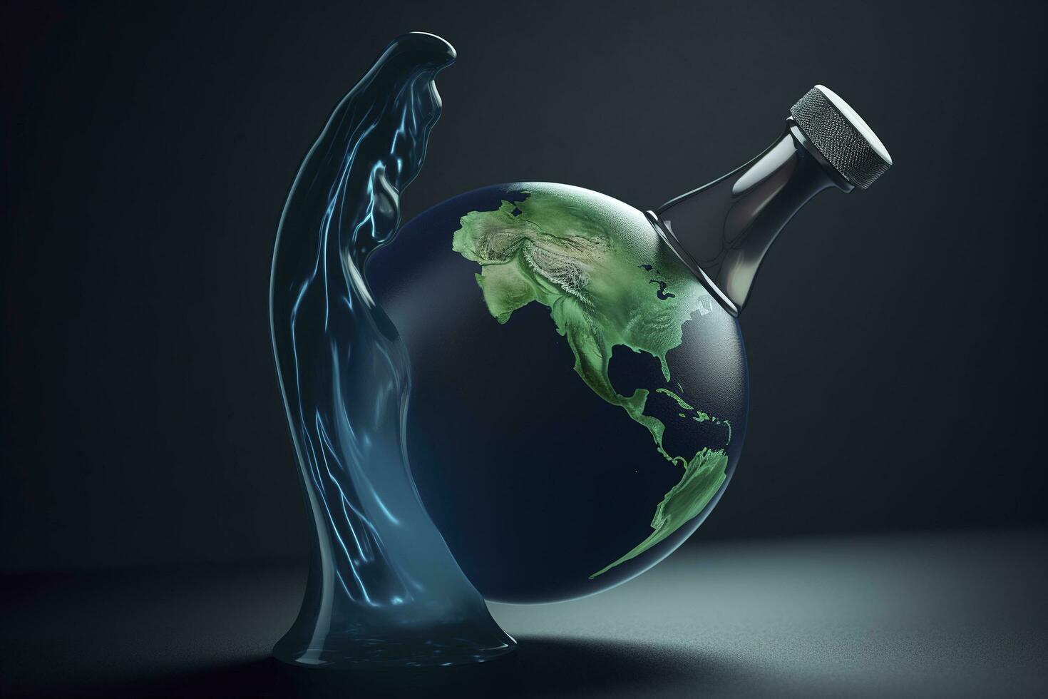 a big blue drop in the sky with the earth on it, in the style of light green and blue, fluid and organic, culturally diverse elements, associated press, soggy, environmental awareness, generate ai photo
