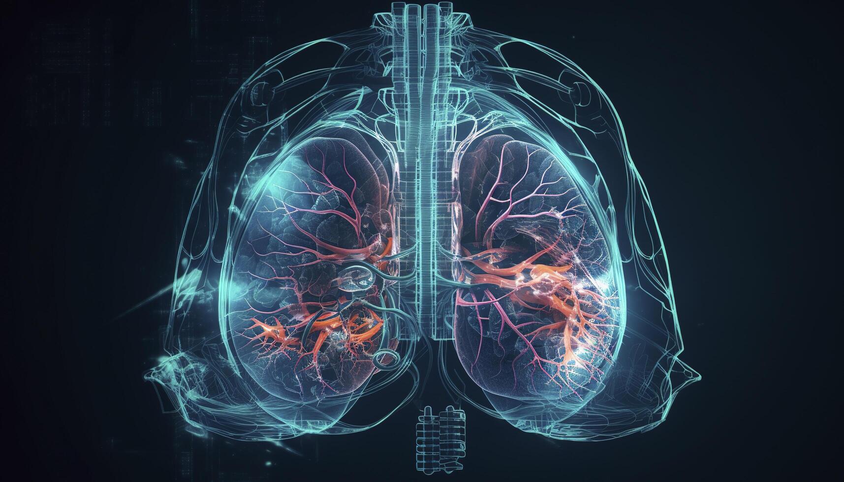 Smoky lungs of a smoker on a dark background isolate medical concept 3d illustration photo