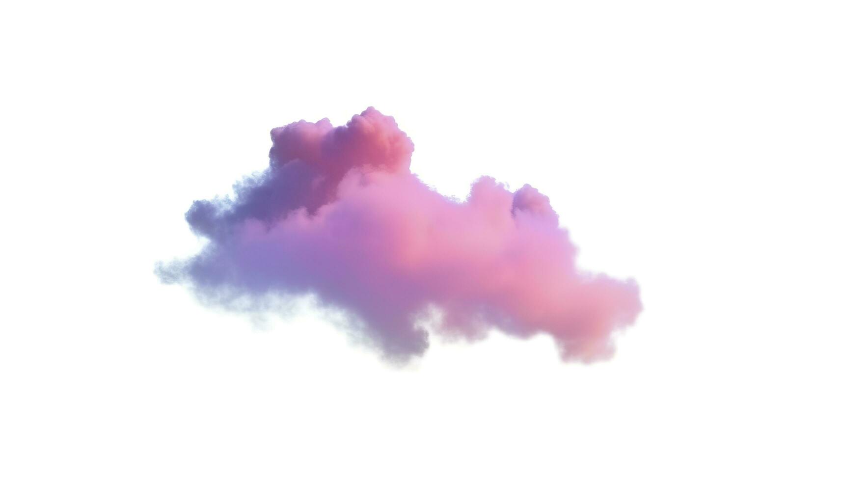 3d render, glowing colorful soft cloud isolated on white background. Fluffy cumulus atmosphere phenomenon. Realistic sky clip art element, generate ai photo