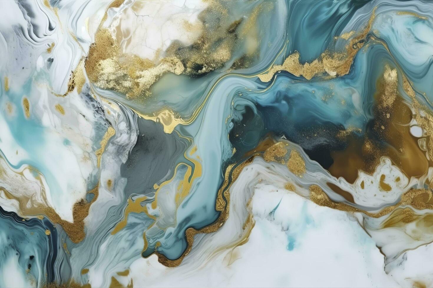 3d abstract marble wallpaper for wall decor. Resin geode and abstract art, functional art, like watercolor geode painting. golden, blue, turquoise, and gray background, generate ai photo