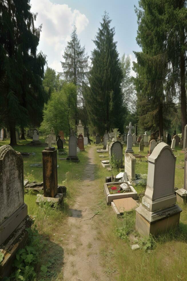 The old graveyard at Saint Philip's Church in Charleston, South Carolina, generate ai photo