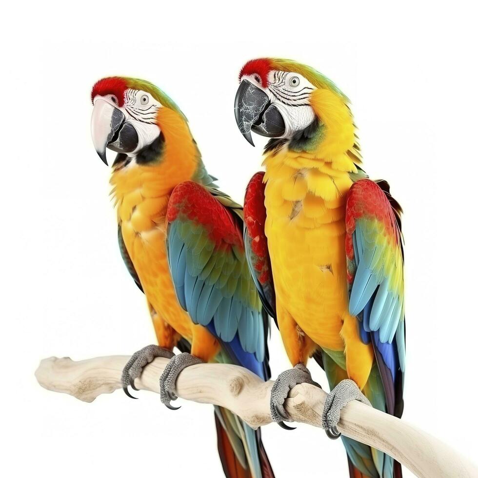 parrots isolated on white background, generate ai photo