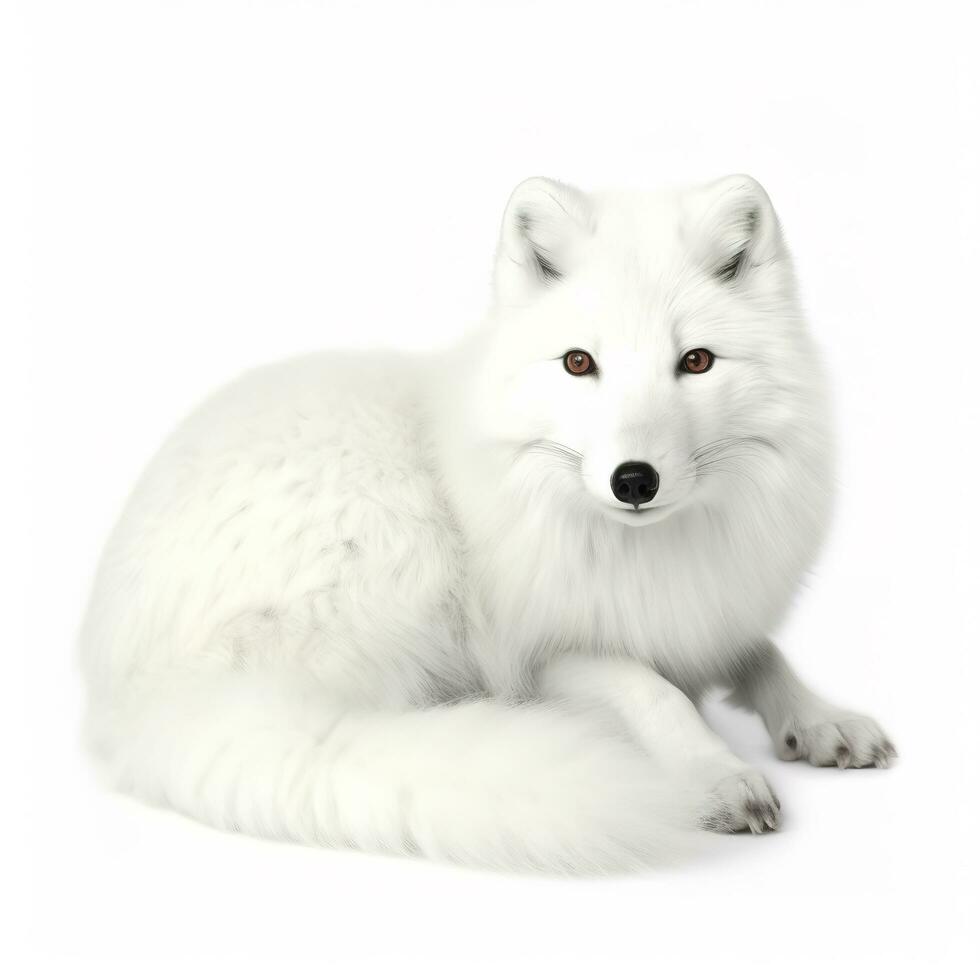 Arctic fox isolated on white background, generate ai photo