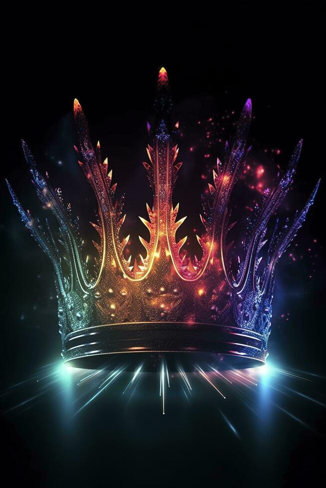 Golden crown mascot. Vector illustration isolated on white background. Good for logos, icons, posters, stickers, generate ai photo