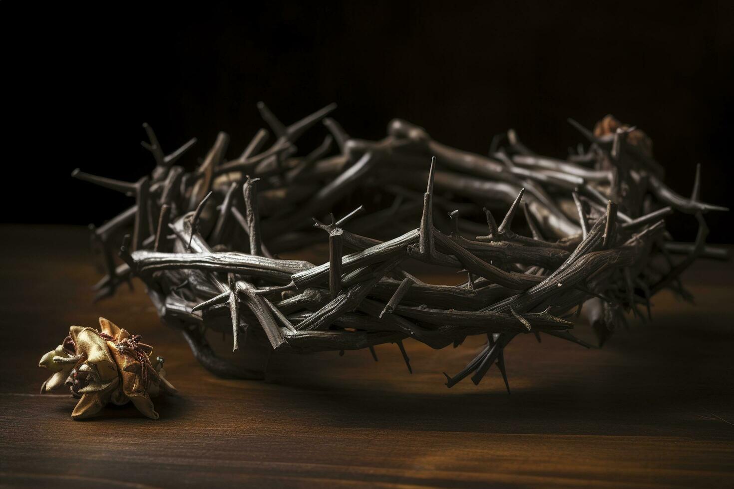 Jesus christ with crown of thorns easter crucification or resurrection concept he is risen religious easter and good friday, generate ai photo