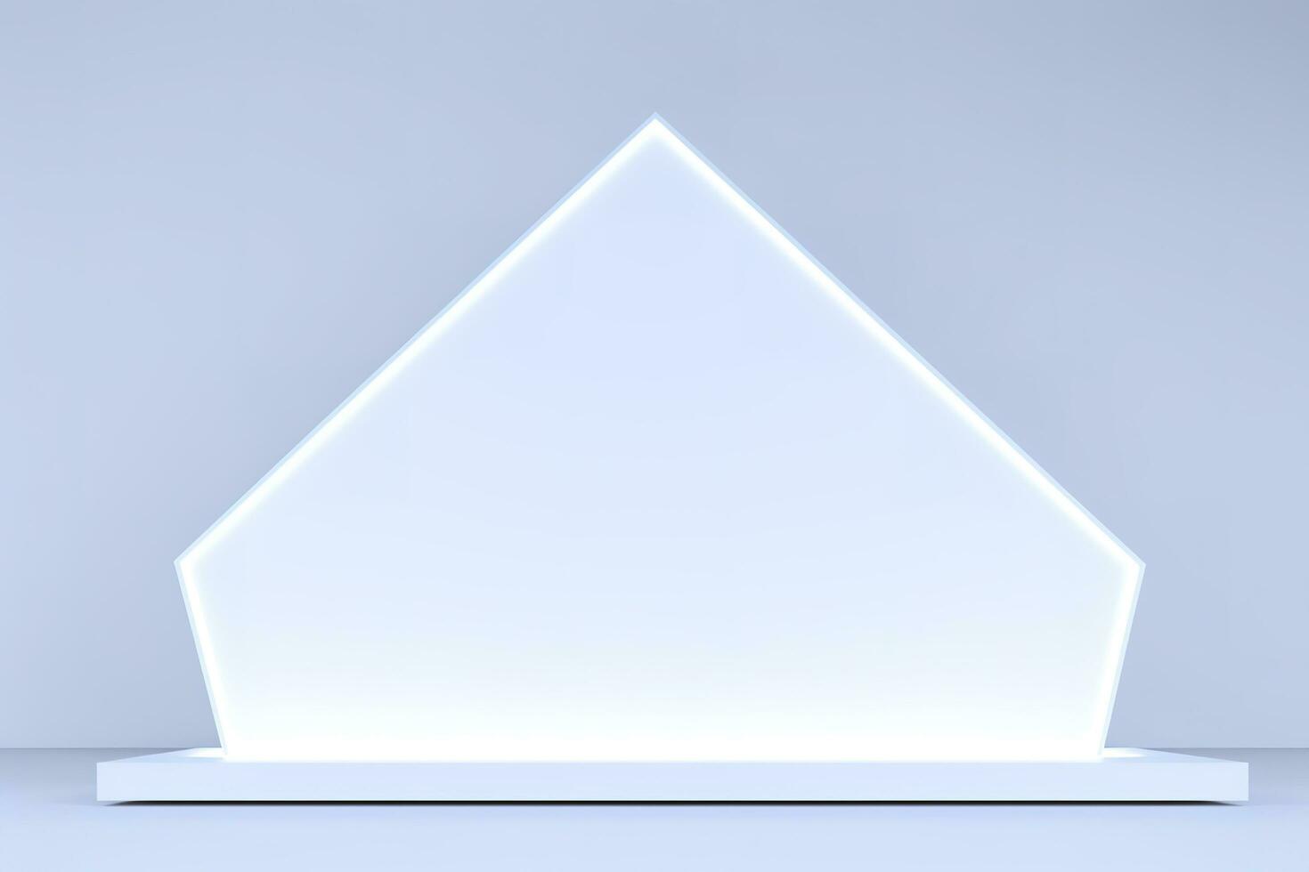 Realistic podium display with neon white lights, Product display background with light frame, White prodium product display with light effect, neon lights background, generate ai photo