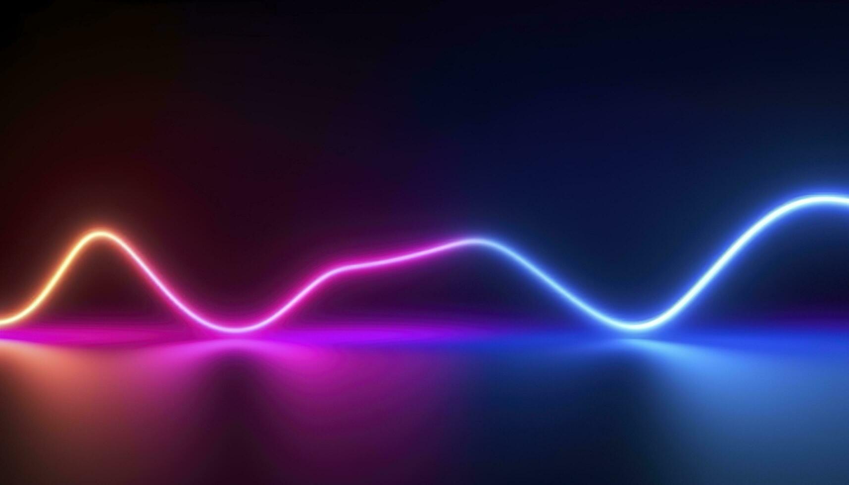 3d rendering, the abstract background of colorful neon wavy lines glowing in the dark. Modern simple wallpaper, generates ai photo