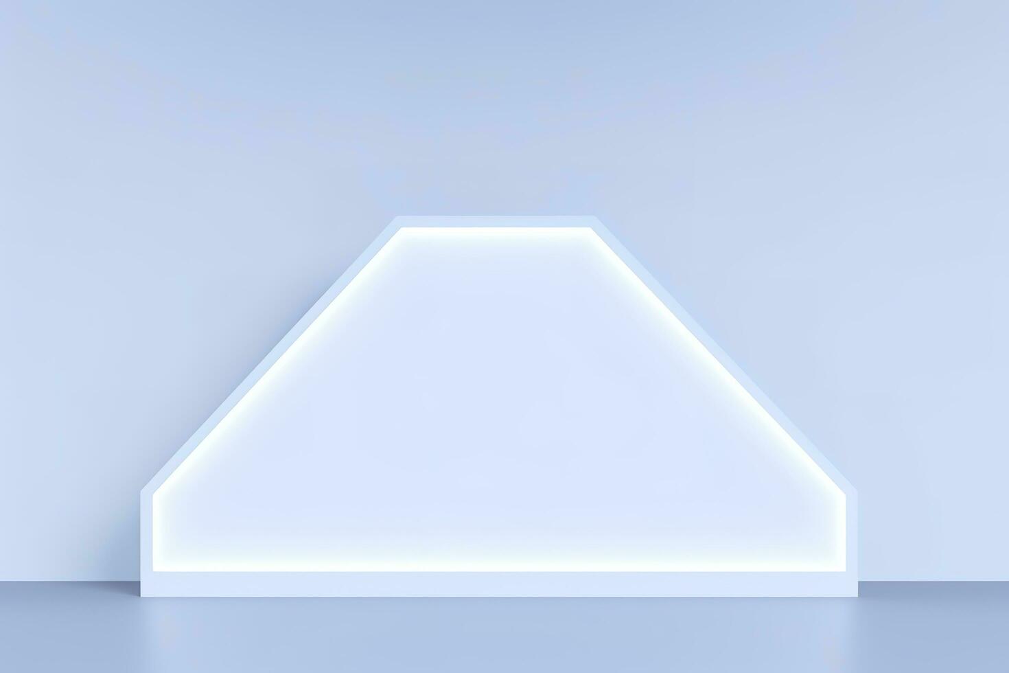 Realistic podium display with neon white lights, Product display background with light frame, White prodium product display with light effect, neon lights background, generate ai photo
