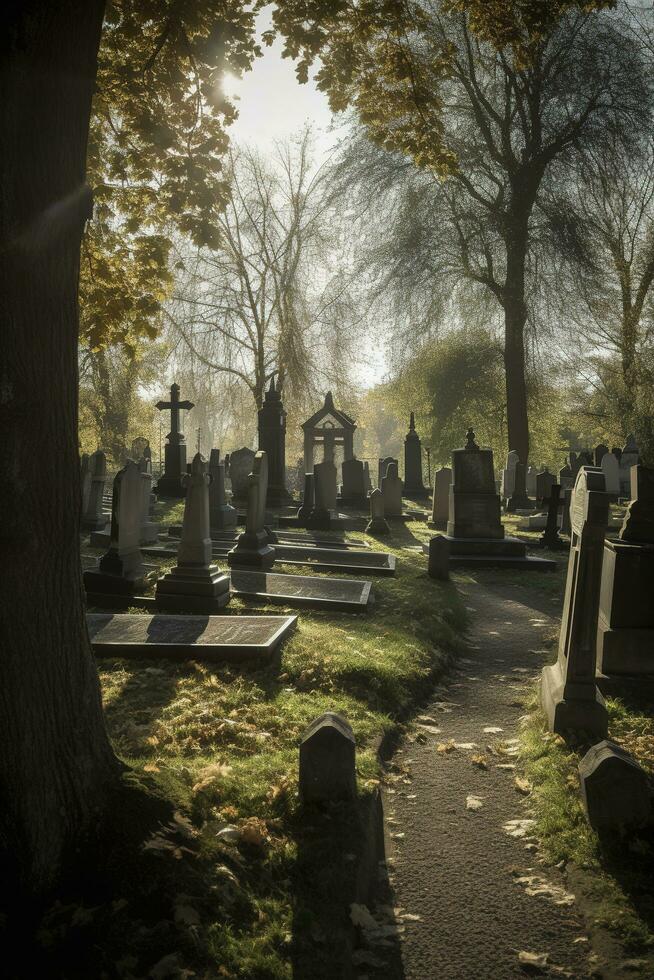 The old graveyard at Saint Philip's Church in Charleston, South Carolina, generate ai photo