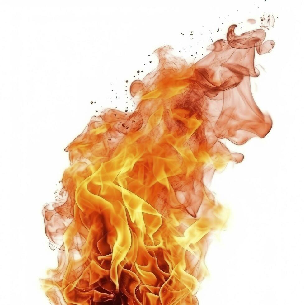 Fire flames with isolated on white background, generate ai photo